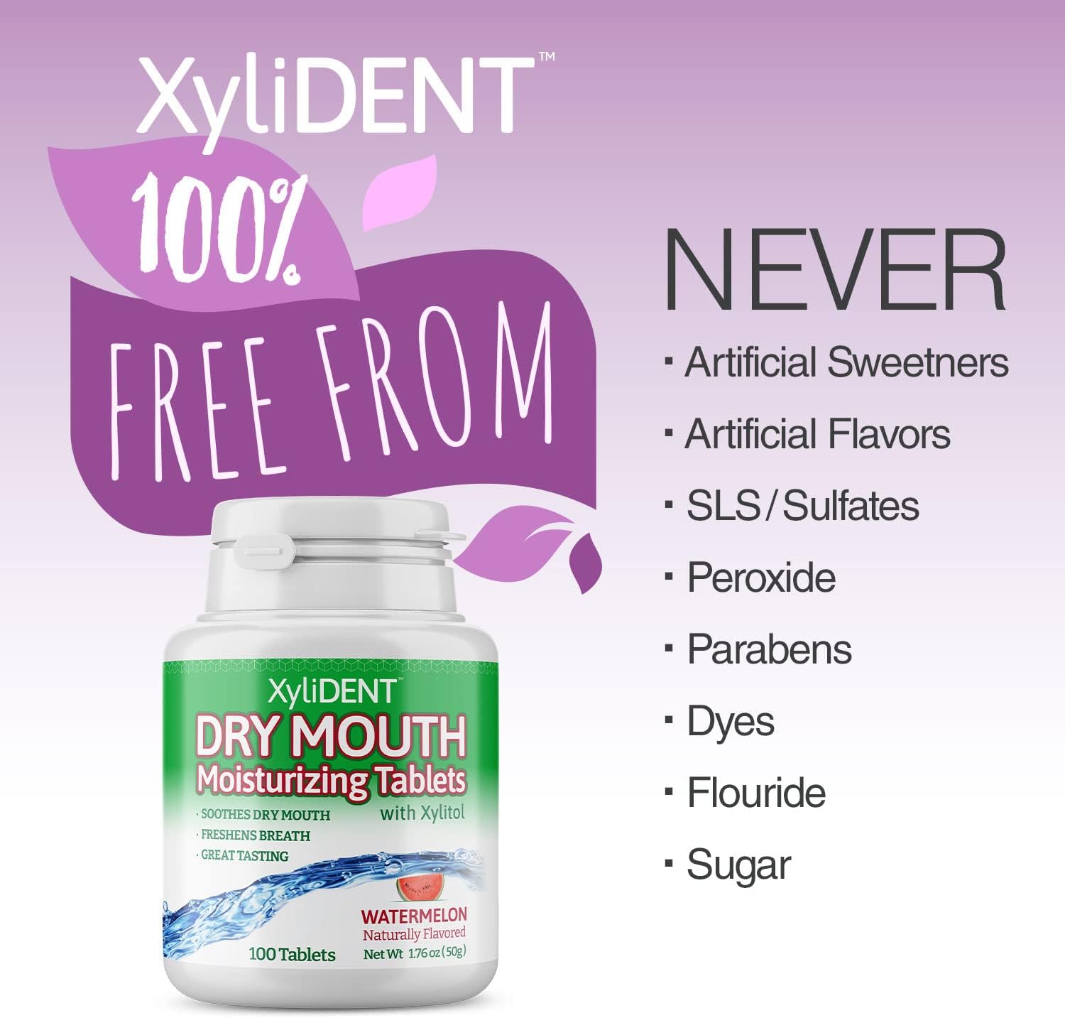 Nature's Stance XyliDENT Xylitol Tablets for Dry Mouth Relief - Stimulates Saliva, Freshens Breath, Reduces Acid Production, Fast Acting Relief, 100 Count