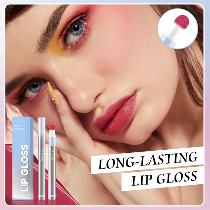 Cushion Lip Gloss Matte Lip Tint – Long-Lasting Lightweight Color, Soft Plush Applicator for Gradient Blurred Lips, Non-Sticky Velvet Finish Hydrating Lip Stain 05#–Berry Plum