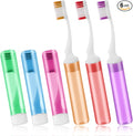 6Pcs Travel Toothbrush Kit, Mini Portable Toothbrush Set with Covers, Small Soft Folding Tooth Brush Individually Wrapped for Camping and Home, Red, Blue, Pink, Purple, Orange, Green