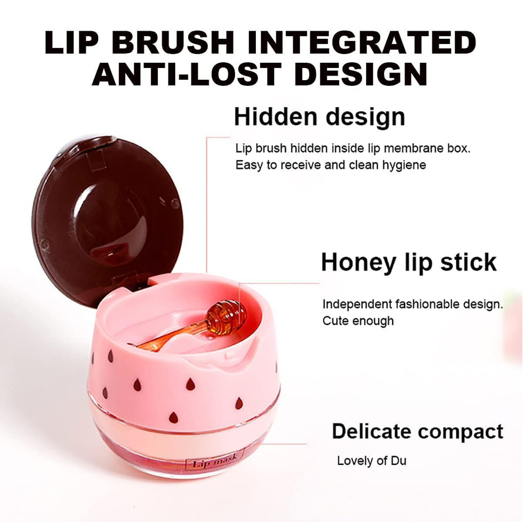 Honey+Strawberry+Apple Lime+Watermelon Lip Balm Lip Mask, Moisturizing Lip Sleeping Mask, Hydrate Repair Prevent Dry Cracked Lip (Watermelon+Apple Lime+Strawberry+Honey)