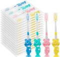 Toothbrushes for Kids In Bulk, Individually Wrapped Disposable Toothbrush Cute Manual Soft Bristles Children Toothbrush With Cover Suction Cup Toddler Toiletries Set for Home/School/Travel (60 Pack)