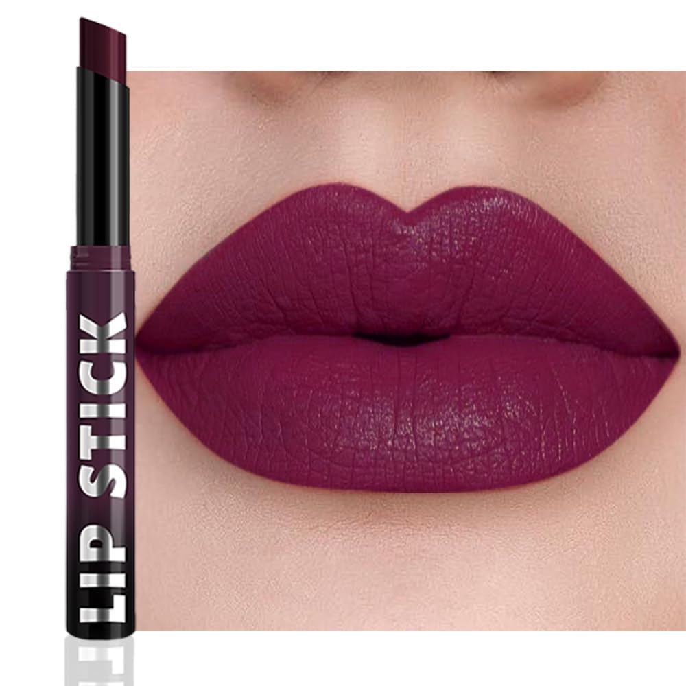 Plum Purple Matte Lipstick for Women, Long Lasting Waterproof Transfer-Proof Vegan, 24 Hours Moisturizing Glossy Shine Lip Gloss, Lipstick Palette Beauty Products Makeup All-Day Formula A08#