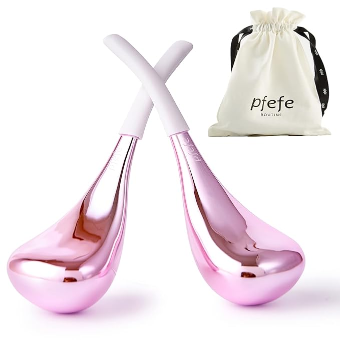 pfefe Cryo Sticks for Face, Ice Globes Cryo Globes for Facials, Esthetician Supplies Gifts, Unbreakable Stainless Steel Ice Roller Cooling Spa Balls with Storage Case