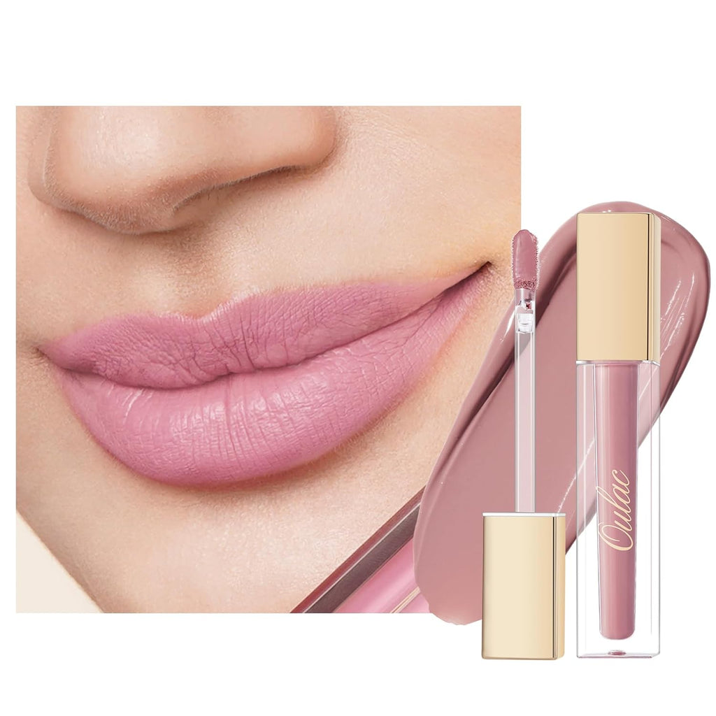 Oulac Matte Liquid Pink Lipstick for Women, Pink Nude Long Lasting Lipstick, Waterproof Lip Stain, No Transfer, Creamy High Pigmented Formula with Vitamin E, Vegan & Cruelty-Free M16