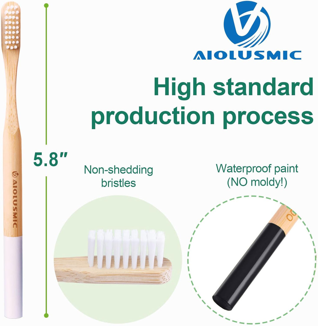 Bamboo Toothbrushes for Kids & Adults, Biodegradable Handles Medium Bristles Tooth Brushes 5 Pack for Kids+5 Pack for Adults (10 Count)