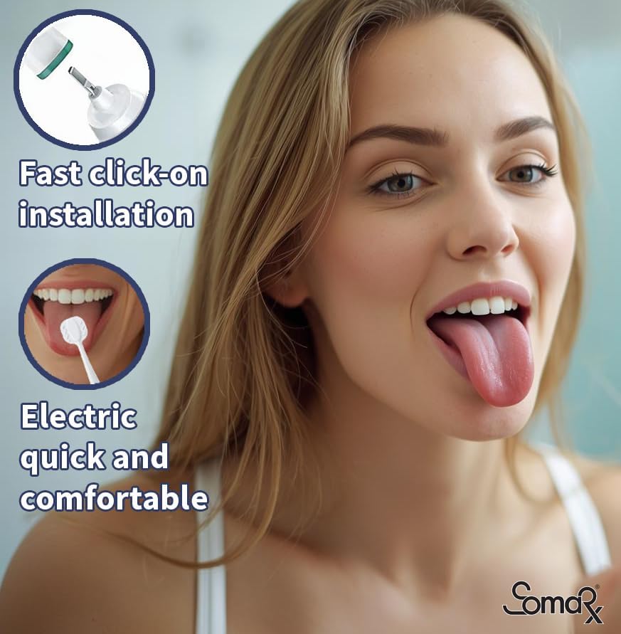 Tongue Brush Heads for Philips Sonicare Electric Toothbrush, Tongue Scraper Refills for Fresh Breath, Fits 4100/5100/6100/9023, Not Essence, E Series or One 8-Pack