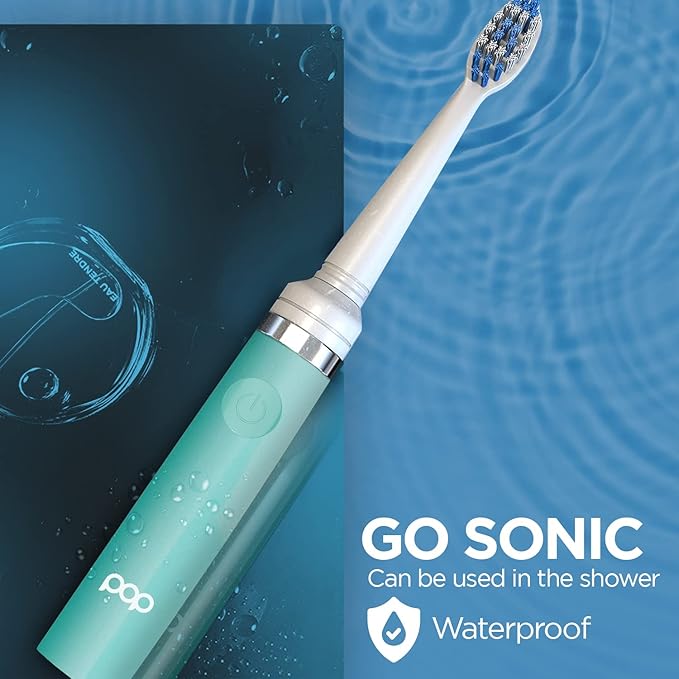 Pop Sonic Electric Toothbrush (Pastel Green) - Travel Toothbrushes w/AAA Battery | Kids Electric Toothbrushes with 2 Speed & 15,000-30,000 Strokes/Minute, Dupont Nylon Bristles