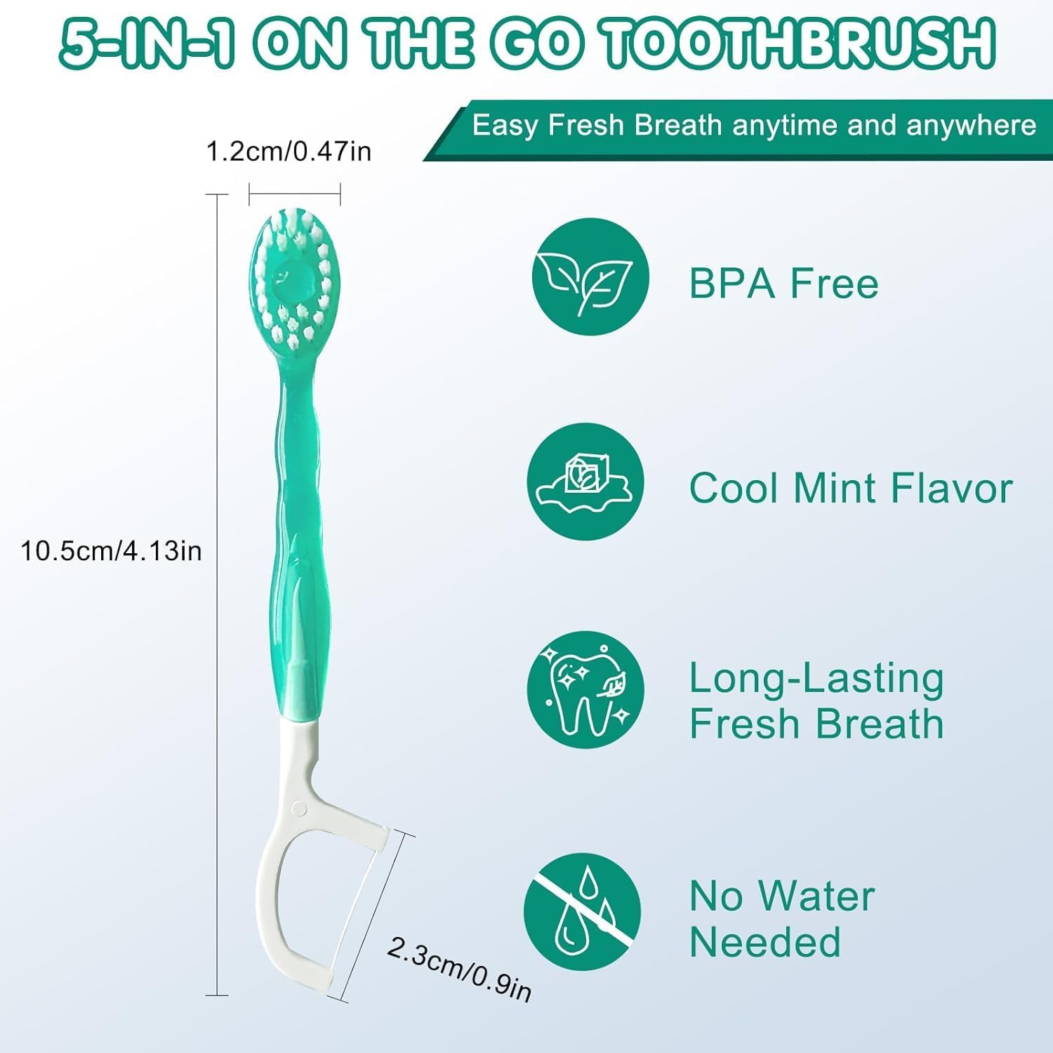 Mini Toothbrush Disposable with Toothpaste,Tongue Scrapers,Floss and Pick.Travel Tooth Brush Pack for Work or Travel.Individually Wrapped, 10 Count, Mint and Three Other Fruit Flavors