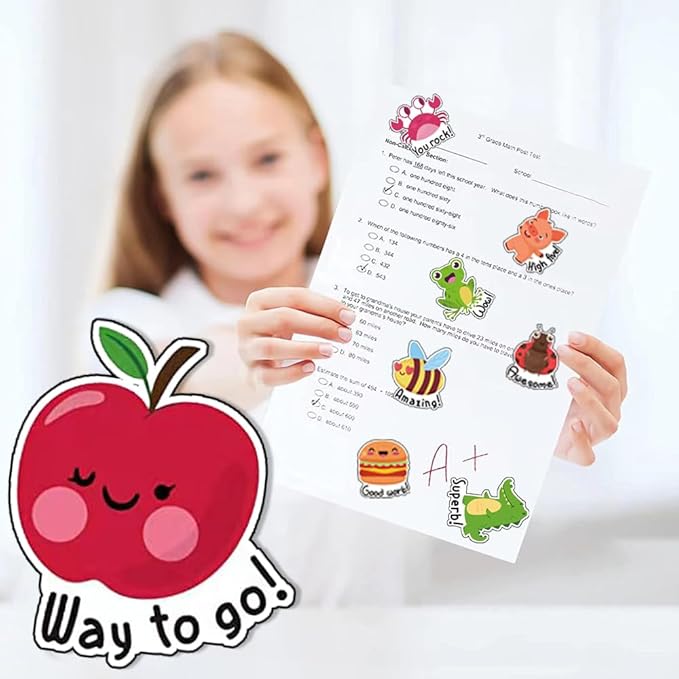 120 Piece Teacher Stickers - Grading, Student Rewards, 'Good Job' Stickers for Kids