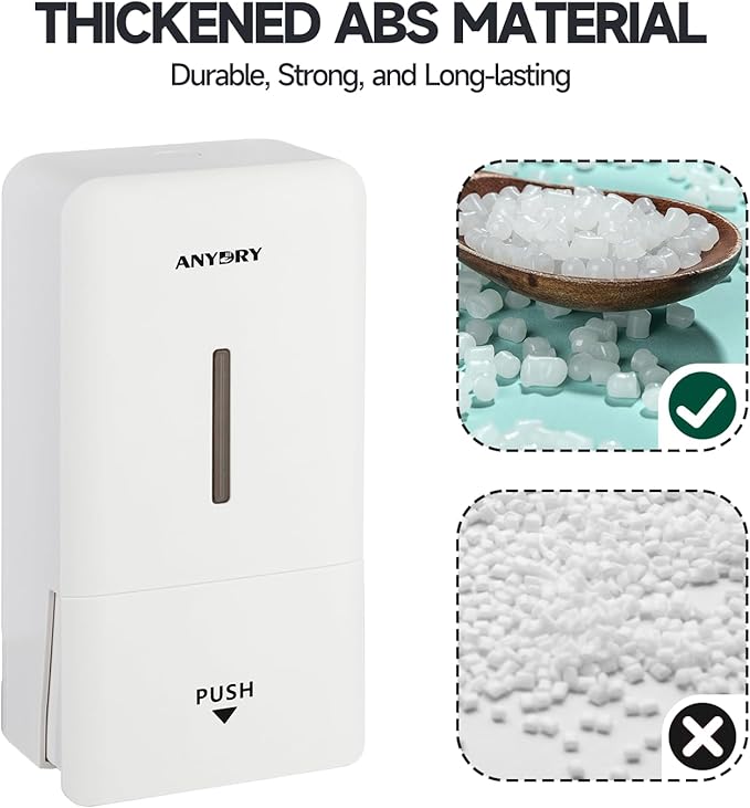 27oz (800 ml) Manual Wall Mounted Soap Dispenser, Ideal for Commercial Bathrooms Restaurants Hotels, Use with Liquid Hand Soap Shampoo, ABS White