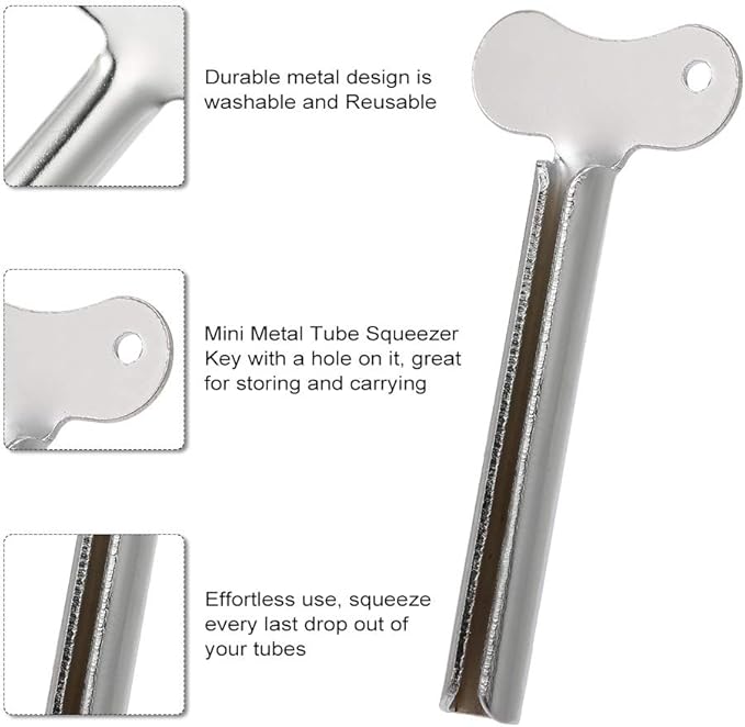 Luckycivia 10 Pcs Stainless Steel Toothpaste Tube Squeezers, Metal Toothpaste Dispenser Squeezers for Bathroom