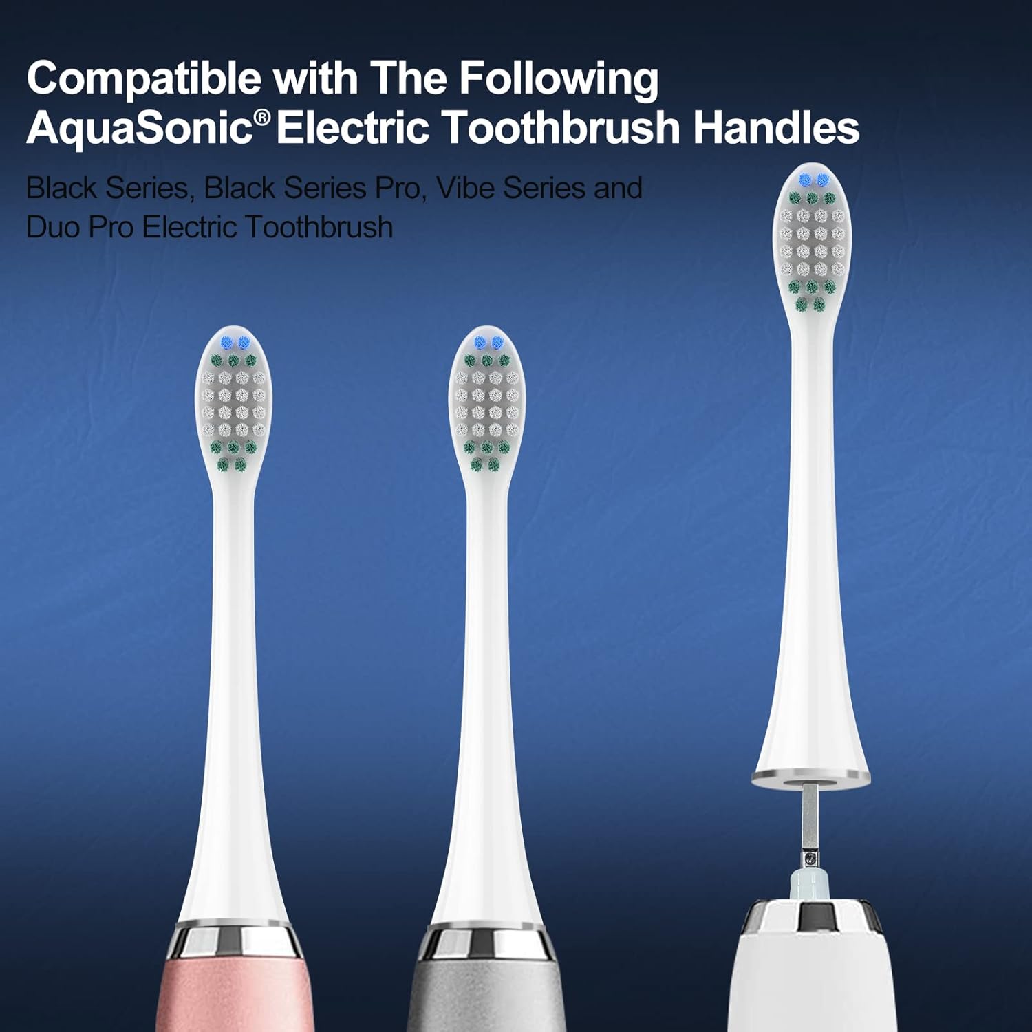 Replacement Toothbrush Heads Compatible with AquaSonic Black Series, Vibe Series, Black Series Pro,and for Duo Series Pro Electric Toothbrush White, Pack of 5