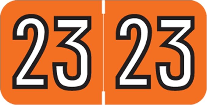 2023 Year Stickers, Doctor Stuff 2023 Chart Stickers, Orange/Black Coded, Barkley FYBAM Style, USA Made Year Labels for End Tab File Folders, 500/Roll, 1 Roll, 3/4" x 1-1/2"