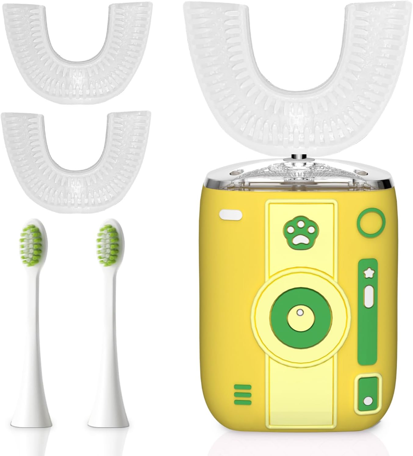 Adult Sonic Automatic Electric Toothbrush, 360° Oral Cleaning Stain Whitening, IPX7 Waterproof Rechargeable, u-Shape Brush Head*3+Straight Handle Brush Head*2, Suitable for Travel or Home Use