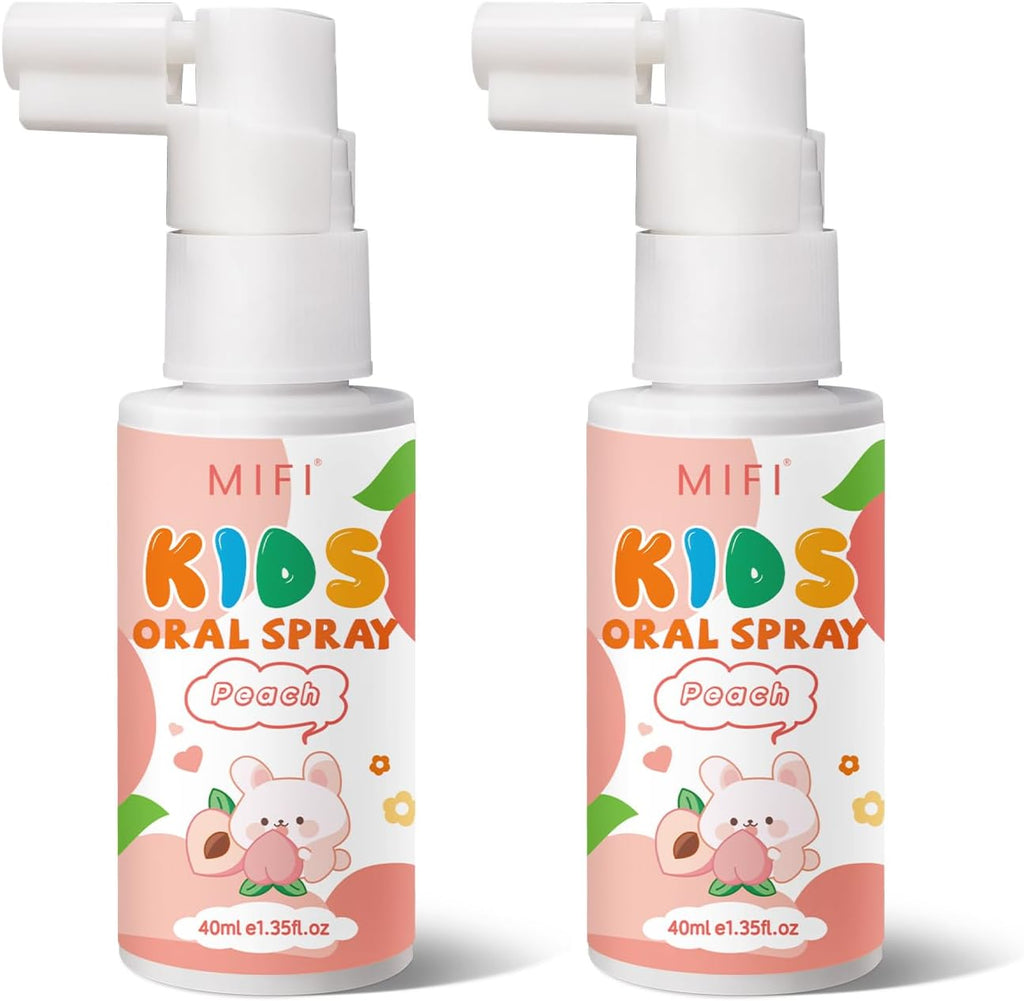 PEGO Kids Oral Spray, Toddler Toothpaste Helper for Fresh Breath,Fruit-Flavored & Portable, for Baby's Daily Oral Care (2Pack, Peach)