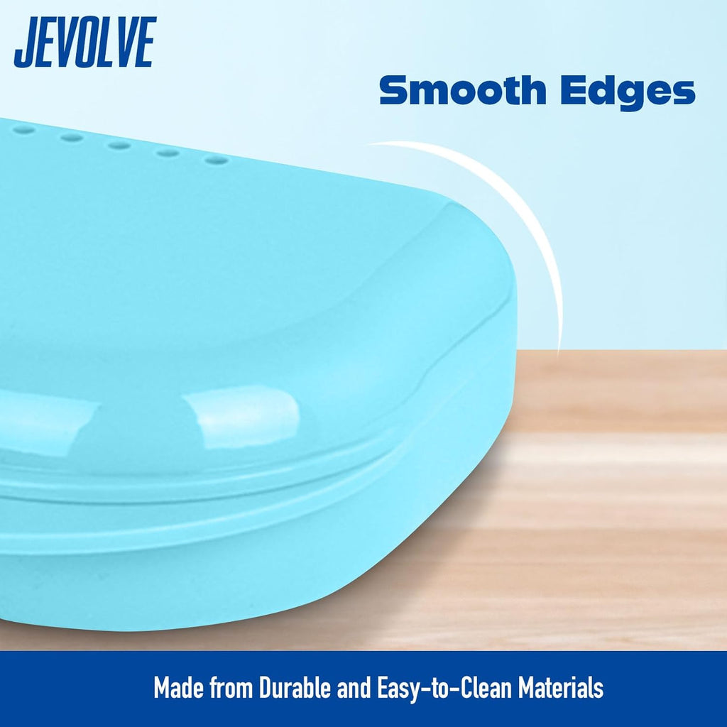 10 PCs Dental Grade Trapezoid Denture Bath Case by JEVOLVE | Retainer Case Tooth Case Denture Box Denture Storage Boxes | Denture Cleaner Cup Travel Portable Denture Box for Home Office (Blue)