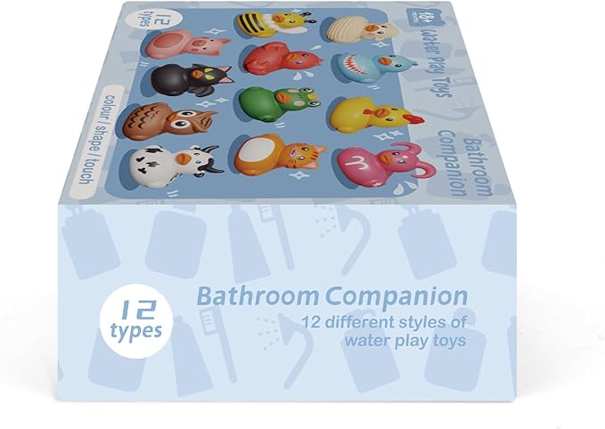 12PCS Rubber Ducks,Toddler Bath Toys,No Hole Bathtub Toys,Baby Pool Toys for 18 Months and Older