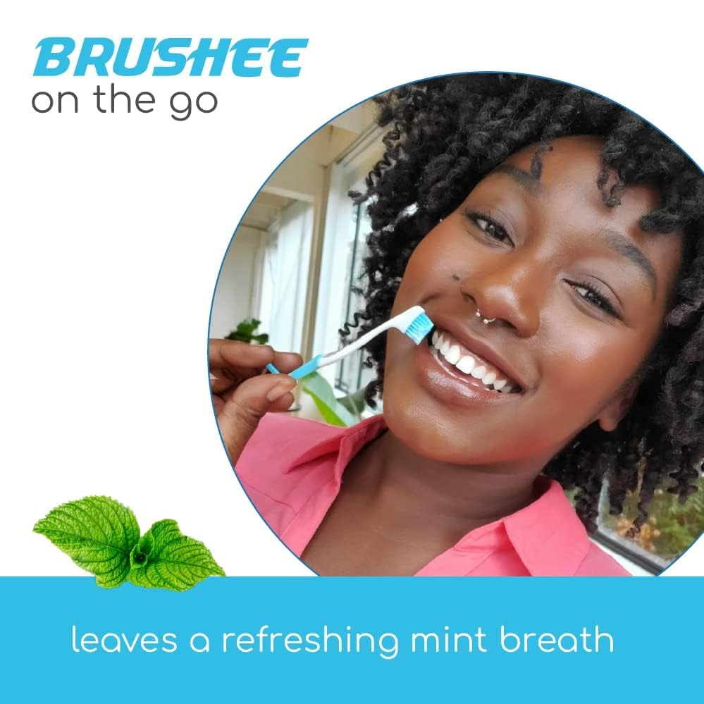 Brushee - The Evolution of Oral Care | 4-in-1 Tool (Paste + Brush + Floss + Pick) | Individually Wrapped | Disposable | Prepasted Travel Toothbrushes | Small Adult Toothbrush - (24-Pack)