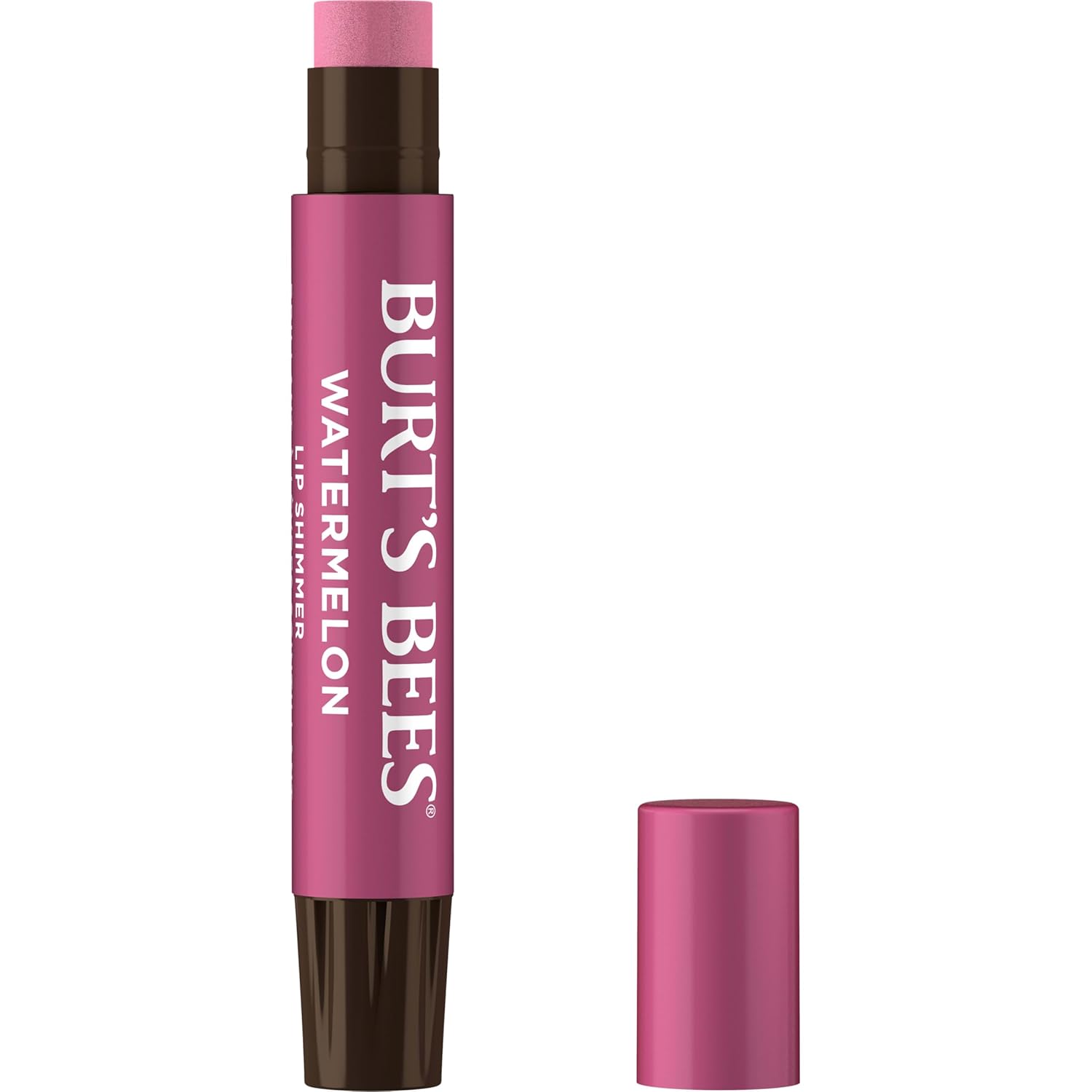 Burt's Bees Shimmer Lip Tint, Tinted Lip Balm Stick, Moisturizing for All Day Hydration with Natural Glowy Pigmented Finish & Buildable Color, Watermelon, 1 Tube, 0.09 oz.