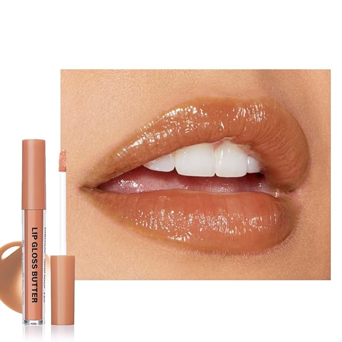 Browm Honey Butter Lip Stain Tinted Lip Gloss, Shine Moisturizing Plumper Liquid Lipstick for Women,Natural Nourishing Hydrating Lip Balm for Dry Lips,Lightweight Lip Liner Care Makeup,Vegan #7