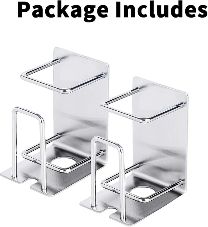 Stainless Steel Adhesive Wall Mounted Toothbrush Holder, 3 in 1 Organizer for Toothbrush, Toothpaste, and Cup (Silver (2 Pack))
