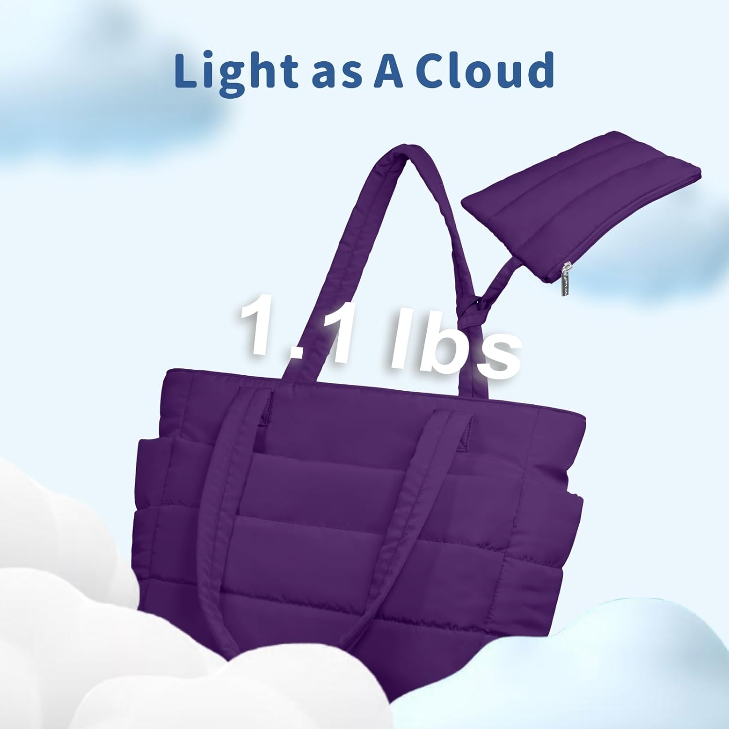 TOPDesign Puffer Tote Bag for Women, Lightweight Puffy Handbag with Compartments, Quilted Shoulder Bag for Work, Travel, Gym