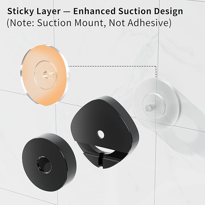 KEGII Shower Caddy Suction Cup with Hooks, Large Capacity Shower Suction Shelf, Heavy Duty Bathroom Organizer, No Drilling Stainless Steel Shampoo Holder for Bathroom Storage, Black