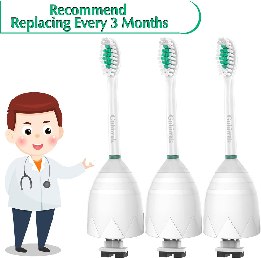 Replacement Toothbrush Heads Compatible with Philips Sonicare E-Series, Essence, Advance, CleanCare, Elite and Xtreme Screw-on Electric Phillips Brush Handles, 6 Pack
