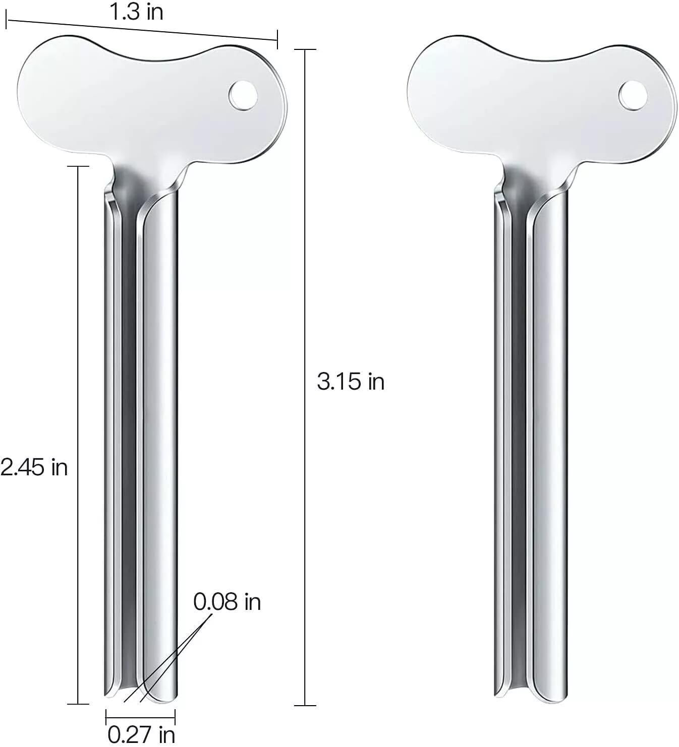 2Pcs Stainless Steel Toothpaste Squeezer, Metal Tube Squeezer Keys Tube Roller Dispenser Tube Wringer Key for Toothpaste Cosmetic Hair Dye Paint Squeezer Hand Cream