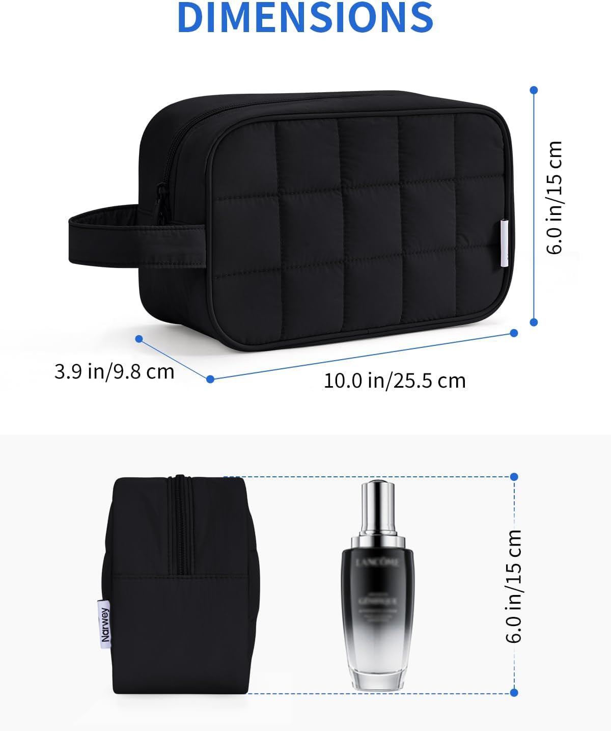 Narwey Puffy Travel Toiletry Bag for Traveling Women Girl, Travel Bag for Toiletries, Cute Travel Makeup Bag Organizer, Quilted Cosmetic Bag Make Up Skincare Medicine Bags