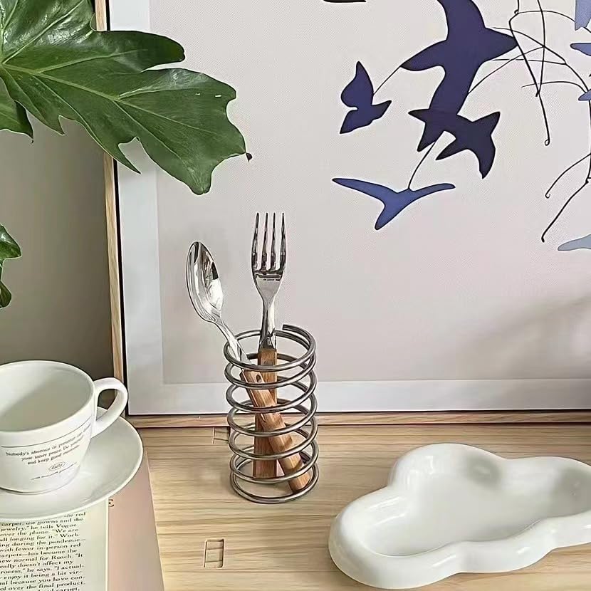 Toothbrush Holders Spring Shape Stainless Steel Pen Holder Bathroom Tabletop Makeup Brush Organizer Toothbrush Stand