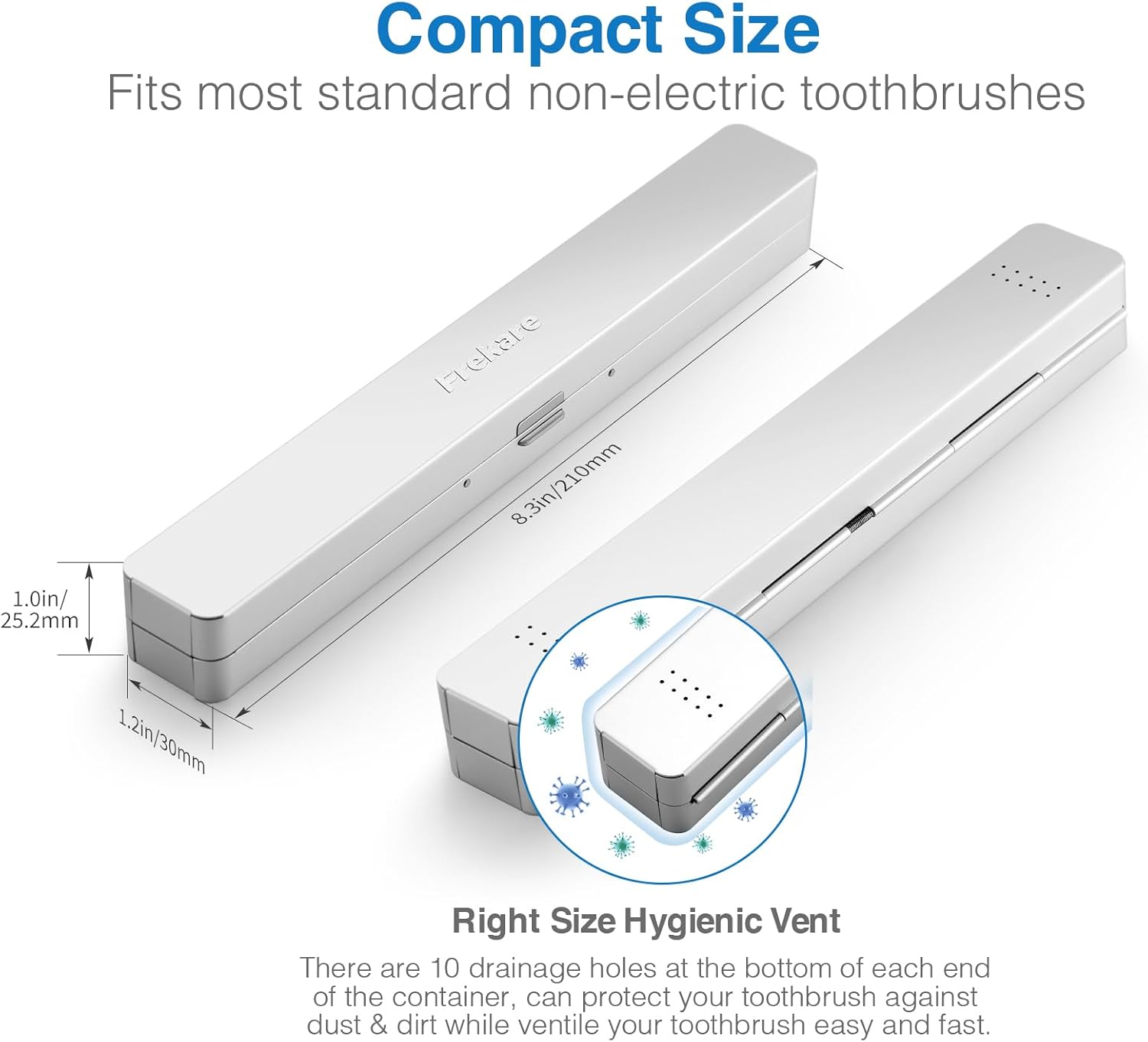 Toothbrush Travel Case Aluminum, Manual Tooth Brush Holder for Traveling, Portable Toothbrush Container for Bathroom, Camping, Business Trip, School (Silver)