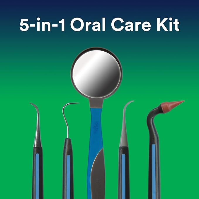 DenTek Professional Oral Care Kit, Complete Set of Dental Tools Including Mirror, Dental Pick, Scaler & Stimulator