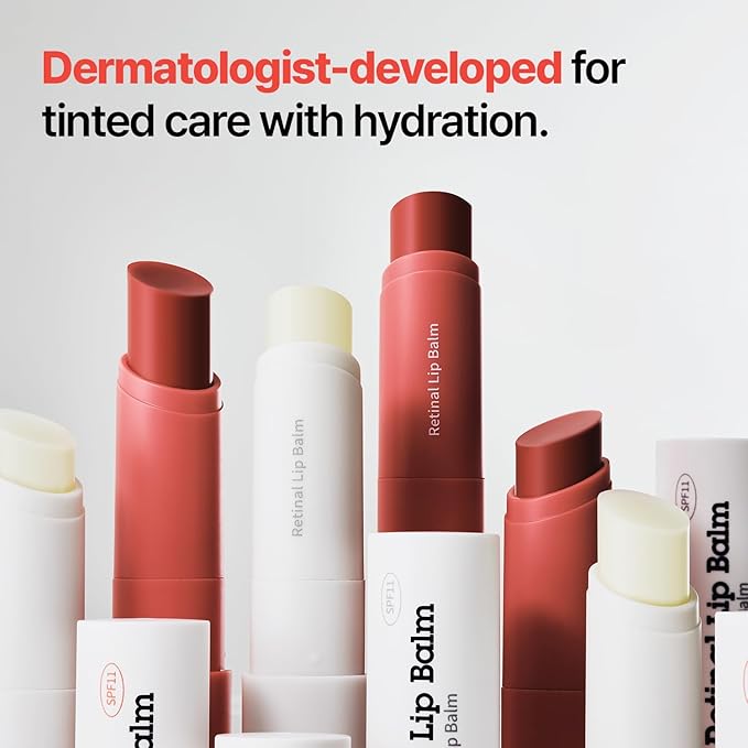 Dr.Different Retinal Lip Balm Tinted, Anti-Wrinkle Lip Treatment with Deep Hydration & Long-Lasting Moisture, K-Skincare made by Korean Dermatologist, 0.14oz