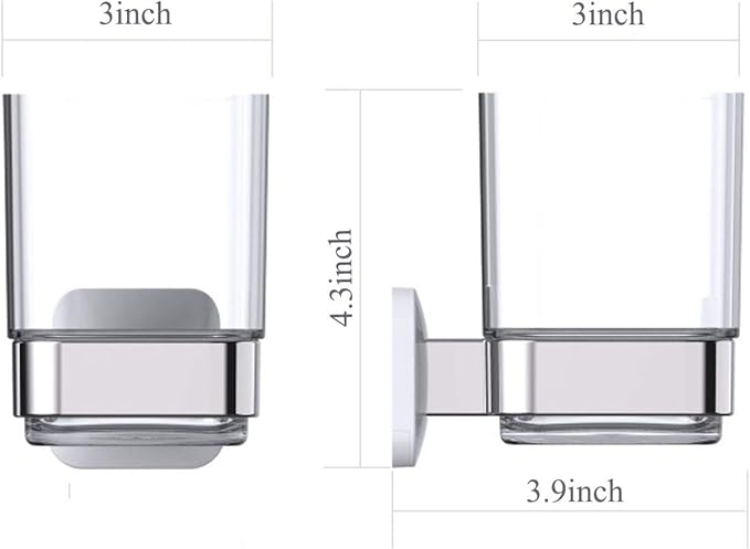 Wall-Mounted Tumbler and Toothbrush Holder, Wall Mounted Adhesive Hanging Electric Toothbrush Organizer Stand for Bathroom with Rinsing Cup, No Drilling Required (White, 3.93"X3.93"X2.97")