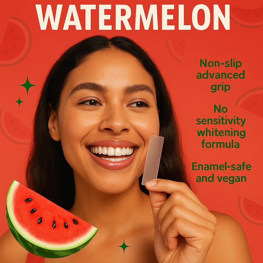 Pap Teeth Whitening Strips – Peach and Watermelon Flavor | Enamel-Safe, Sensitivity-Free Whitening, Gentle Daily Use, 28 Strips (14 Treatments) (Watermelon)