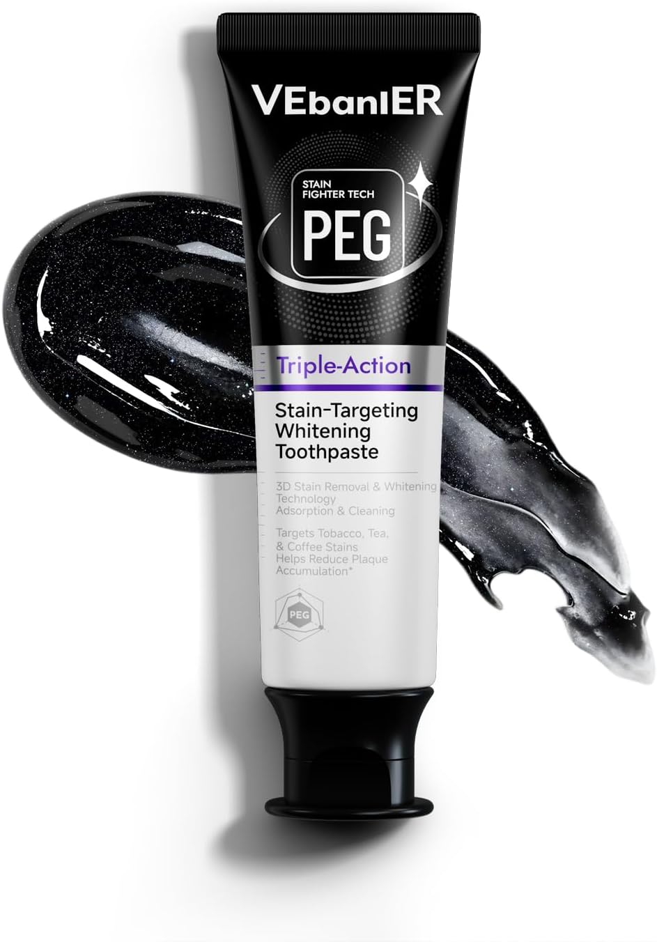 Stain-Targeting Teeth Whitening Toothpaste,Natural Deep Remover Stain, Plaque&Bad Breath,3D White with Charcoal,Fluoride Free,Non Toxic,for Adults, Kids and Sensitive Teeth.3.57oz.