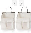 2 Pack Wall Hanging Storage Basket,Wall Hanging Organizer Bags with Pockets, Wall organizer Storage for Dormitory Bathroom Bedroom Kitchen(White-upgraded)