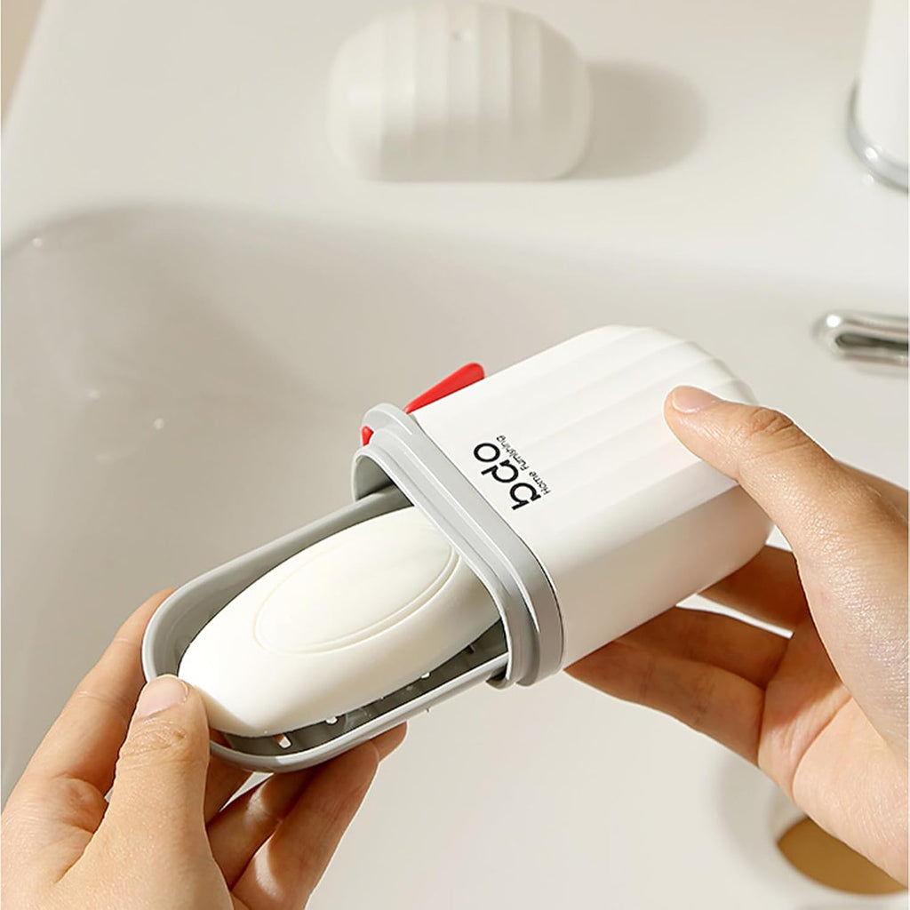 2Pcs Toothbrush Travel Case & Travel Soap Holder Dish Tray, Portable White Toothbrush Holders with Cover Leakproof Bar Soap Holder for Traveling School Camping Business Trip Bathroom