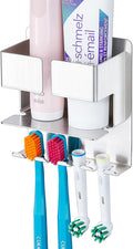 Toothbrush Holder, Electric Toothbrush Head Holder, Stainless Steel Brushed Toothpaste & Razor Organizer, Adhesive Mounted for Shower Bathrooms