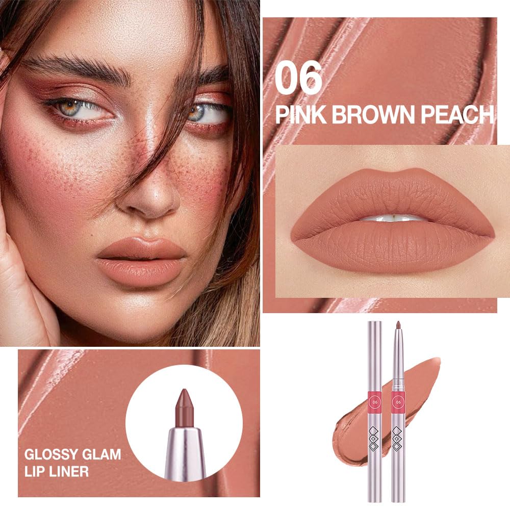 Retractable Lipliner Pencil Waterproof Makeup for Lip Liner and Eye Liner, Smooth and Creamy, Long Lasting Matte Finish, Vegan Beauty, Matte Velvet Pigmented Lip Liner (06#Peach Red, 1)