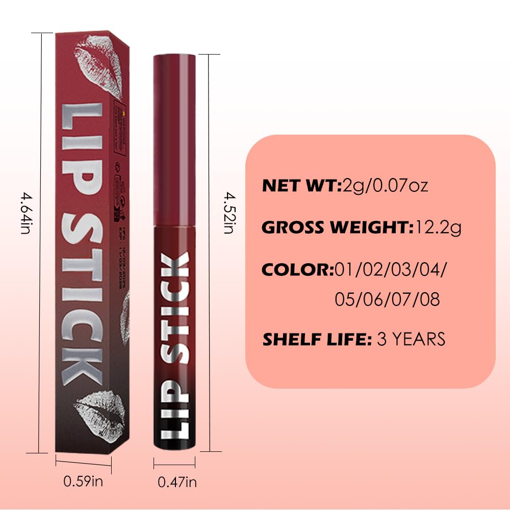 Maroon Red Matte Lipstick for Women, Long Lasting Waterproof Transfer-Proof Vegan, 24 Hours Moisturizing Glossy Shine Lip Gloss, Lipstick Palette Beauty Products Makeup All-Day Formula A07#