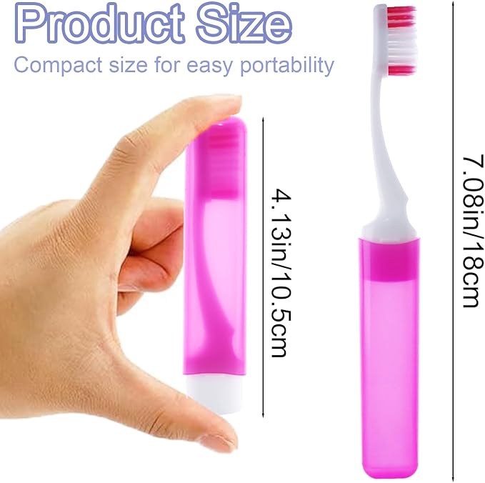 8Pcs Foldable Travel Toothbrush Set with Case, Soft Bristles Mini Compact Portable Folding Toothbrush, Individually Wrapped Small Toiletry Essential for Camping Trips (Multicolor)