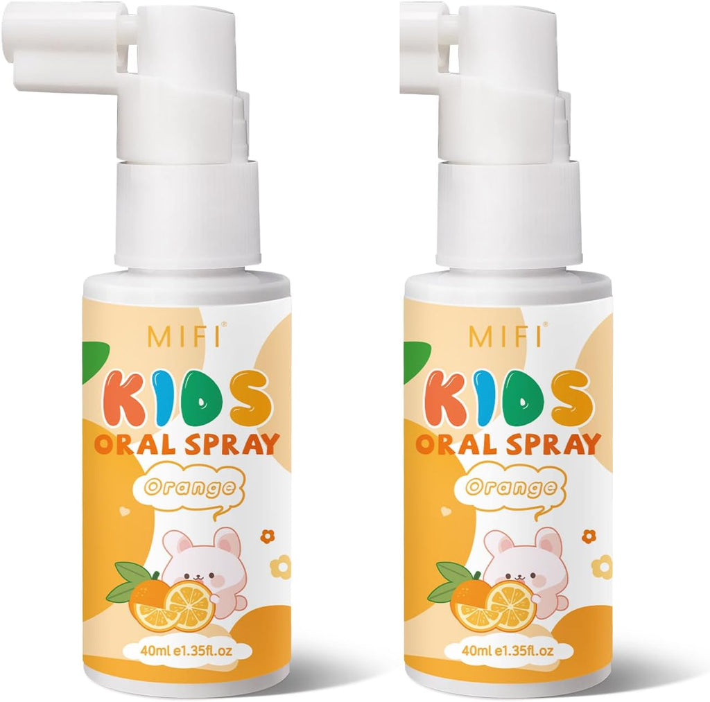 PEGO Kids Oral Spray, Toddler Toothpaste Helper for Fresh Breath,Fruit-Flavored & Portable, for Baby's Daily Oral Care (2Pack, Orange)