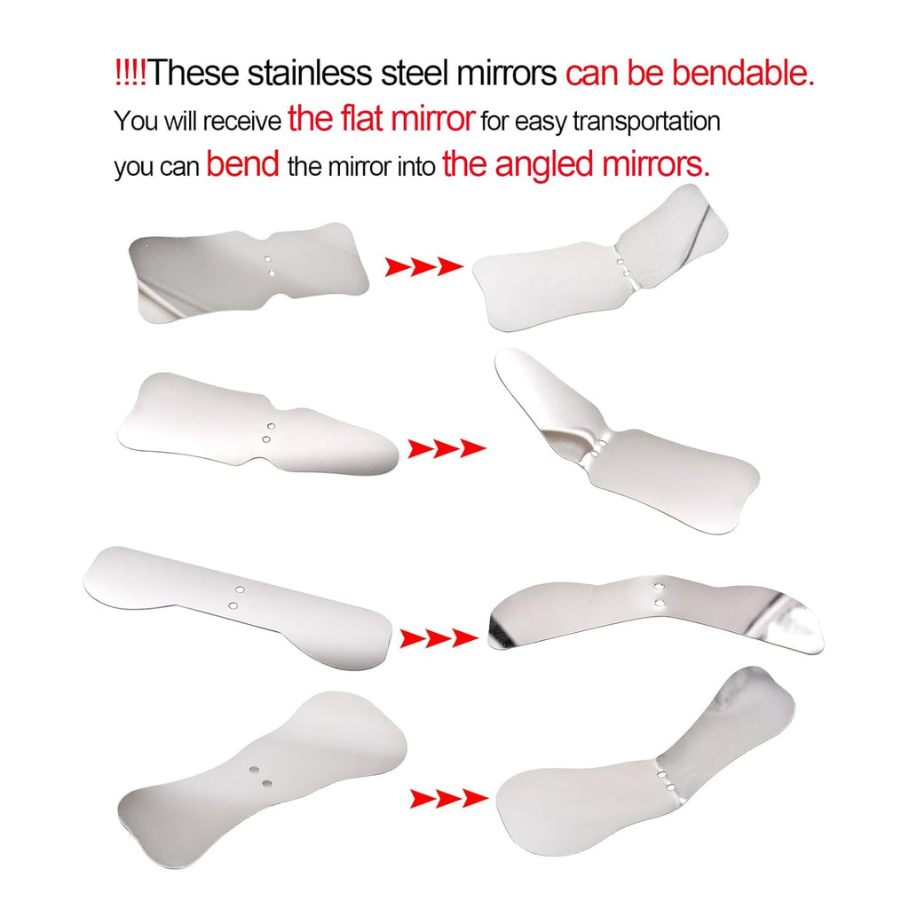 Angzhili 1 piece Dental Photography Mirrors Dental Orthodontic Mirror Stainless Steel Single Sided Photographic Occlusal Mirror,Bendable Dental Oral Mirror Intra-Oral Reflector (C type)
