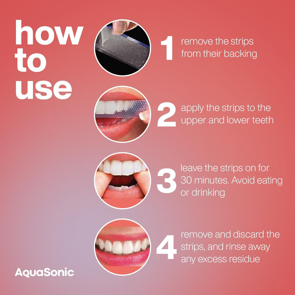 AquaSonic Professional Teeth Whitening Strips - Enamel Safe Teeth Whitening with Hydrogen Peroxide - Easy to Use, Non-Slip, Affordable & Effective (Watermelon)