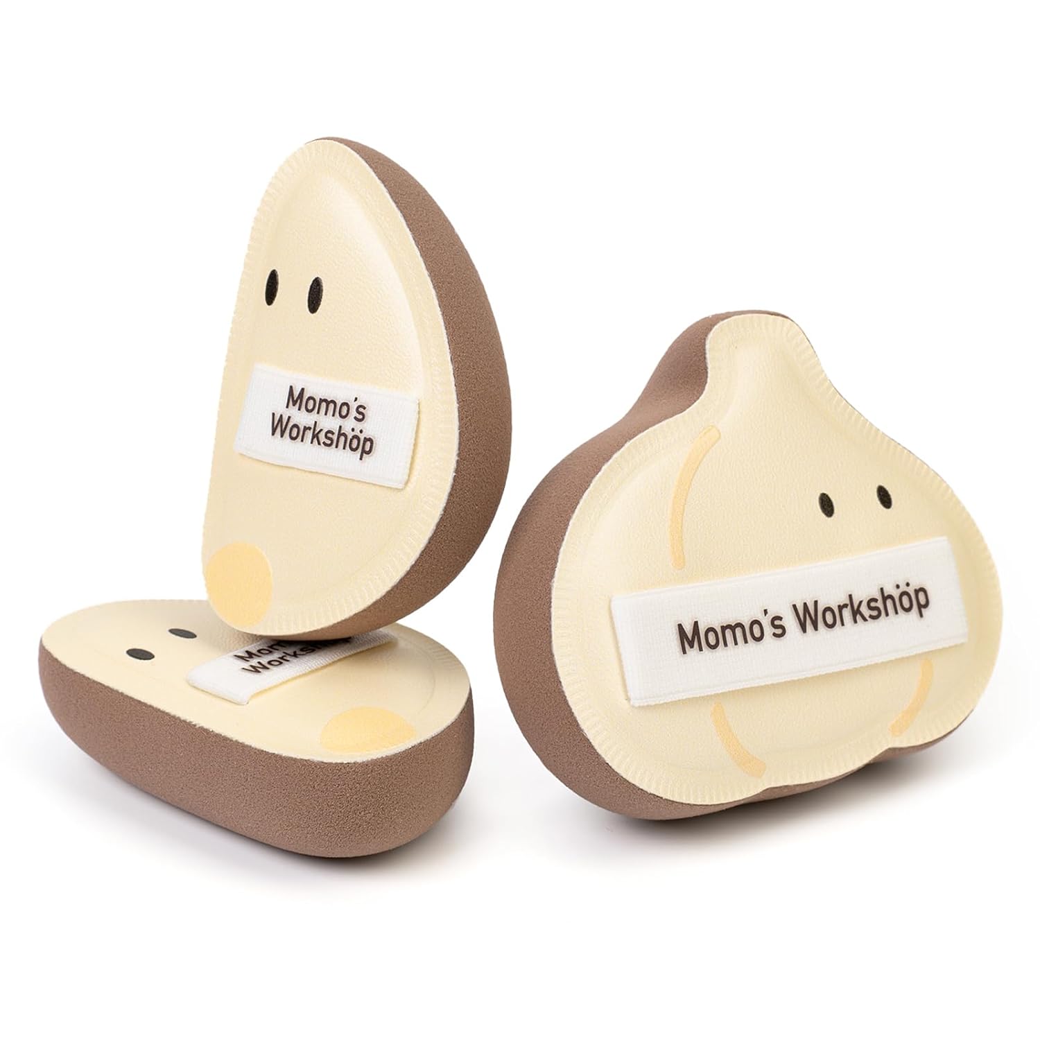 Momo’s Workshop Garlic Makeup Sponge Set (3pcs) - Garlic Shape PU Leather Puff Full Coverage,Makeup Puff for Blending Halloween Themed, Oil Control Ideal for Oily Skin & Storage Case