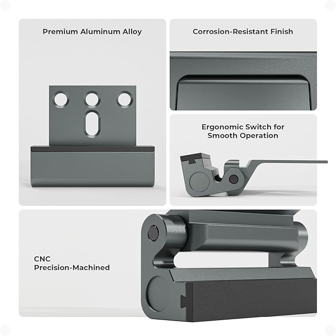 2Pack Home Security Door Reinforcement Lock, Childproof Safety Door Lock Latch Inside Stopper, Add High Security to Prevent Home Unauthorized Entry, Aluminum Construction Finish Grey