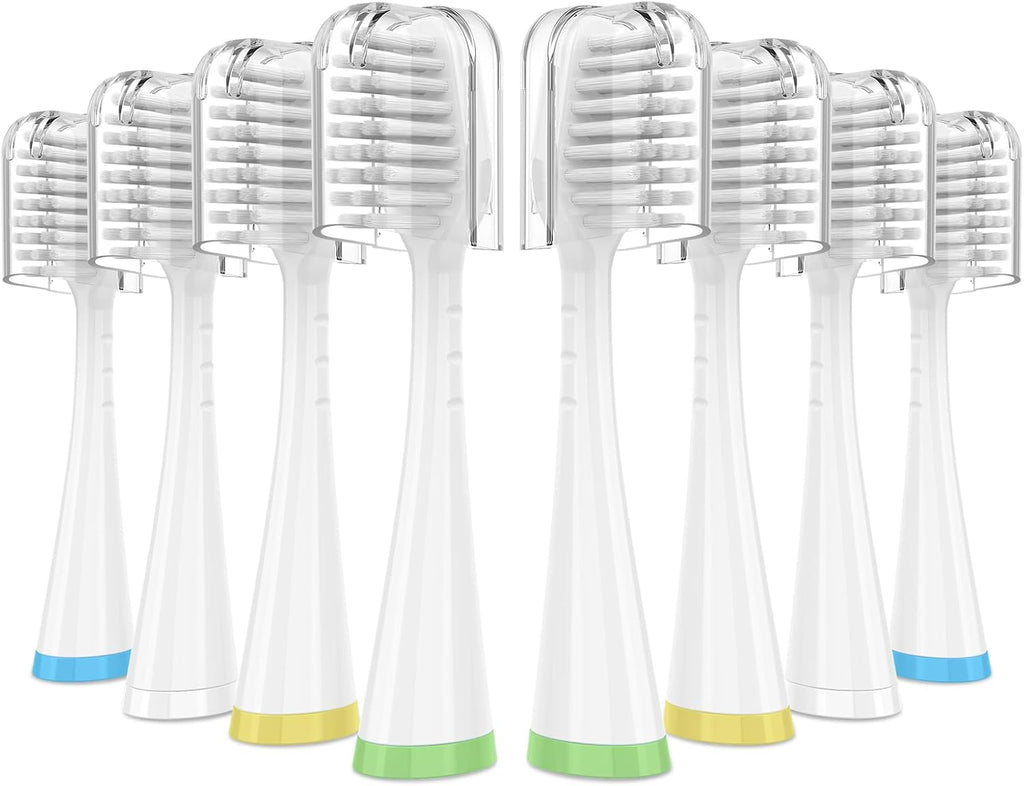 Sensitive Gum Care Replacement Brush Heads for Waterpik Complete Care 5.0/9.0 (CC-01/WP-861), STRB-3WW, Ultra Soft Bristles with Cover, Sonic Electric Tooth Brush Refill Heads (8-Pack, White)