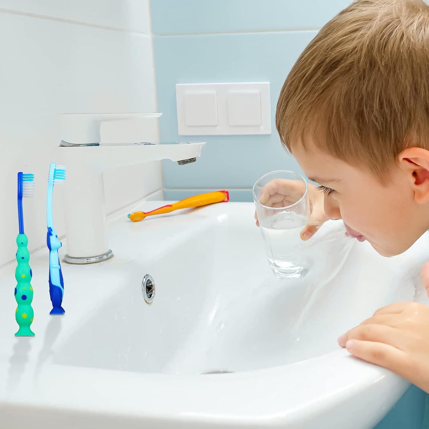 Toddler Toothbrush Pack - 24 Pieces, Soft Bristle Animal Toothbrushes with Covers, Suction Cup, Sensitive Teeth